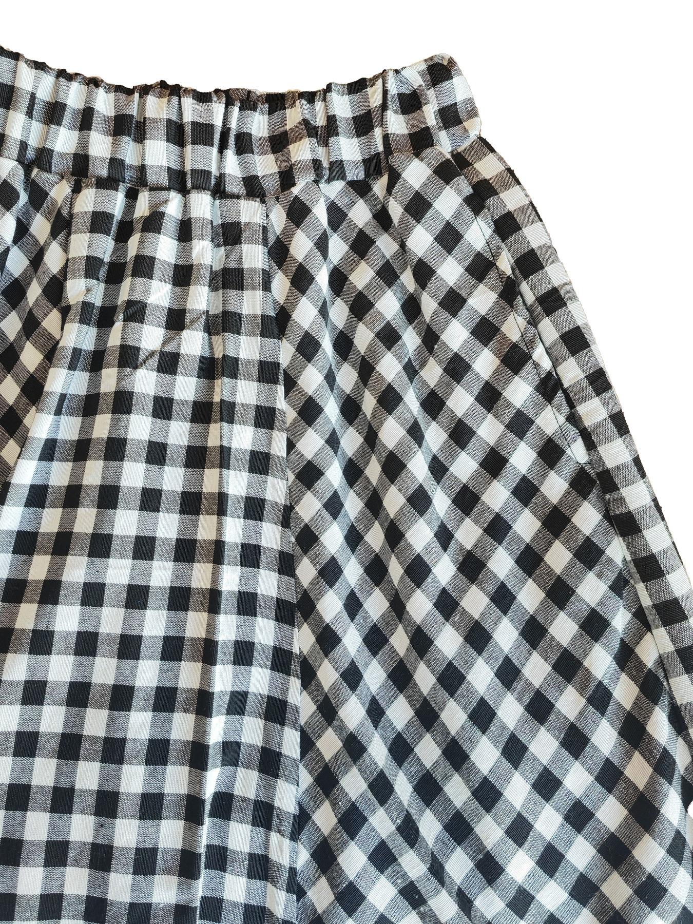 Women's Plaid Print Elastic Waist Side Pocket Maxi Skirt, Casual Long A-Line Dress, Spring & Fall Fashion, Comfortable Fit