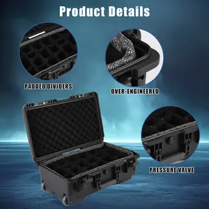 Rugged Watertight Dry Box for Camera Equipment, Dustproof and Shockproof Hard Shell Case with Foam Padding and Rolling Wheels, Perfect for Scuba Diving, Outdoor Sports, and Travel