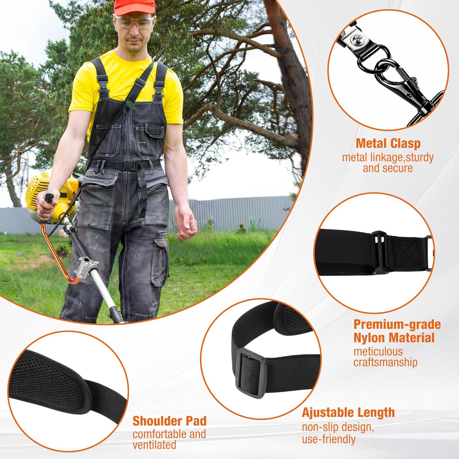 String Trimmer Handle Extension &  Strap Kit, Universal Grass Trimmer Grip Attachment for Lawn Care,  Saver Landscaping Edger Tool(Orange)