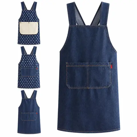 Unisex Lightweight Denim Kitchen Apron for Adults, Casual Abrasive-Resistant Fabric Utility Apron for Everyday Cooking & Tasks