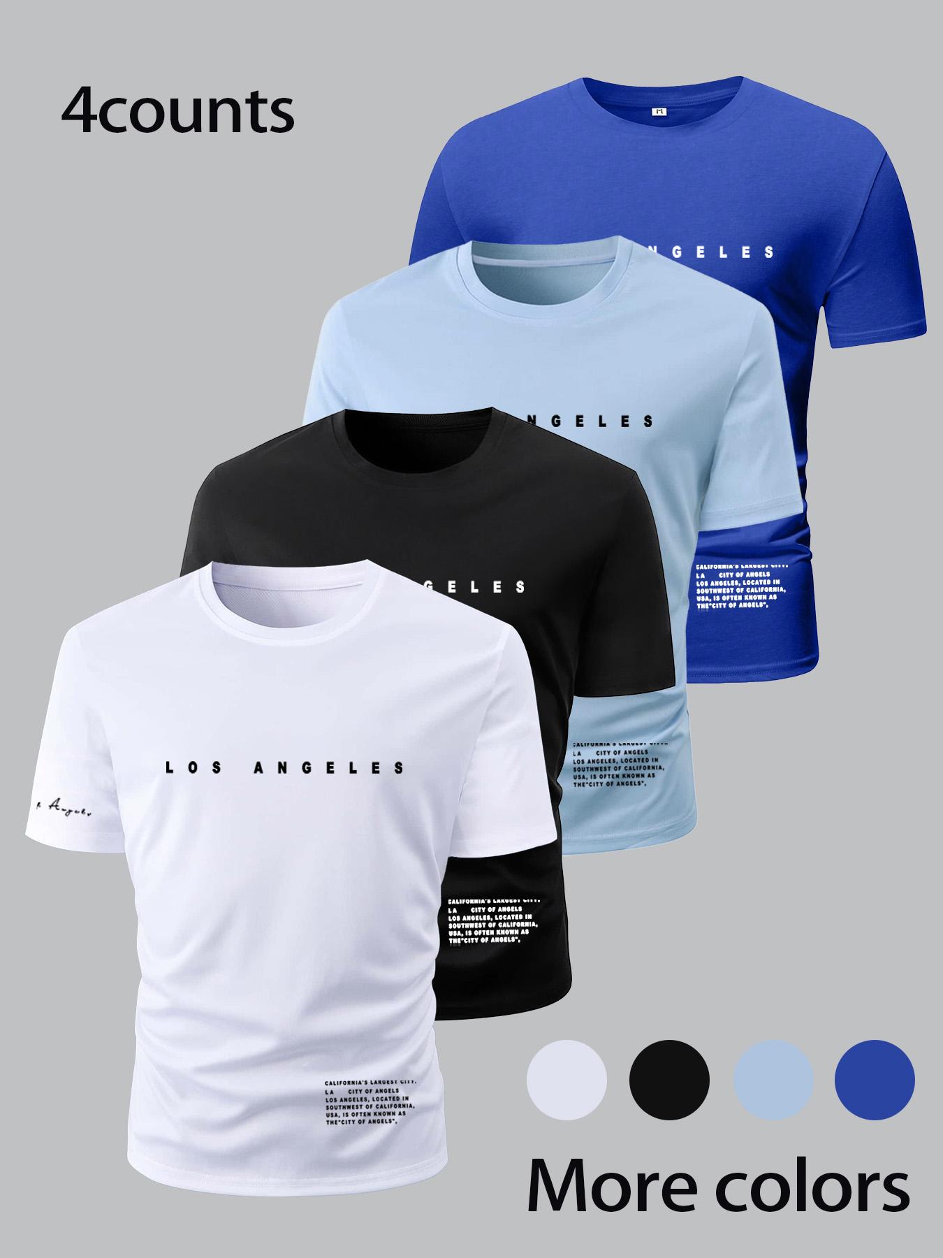 Men's Letter Print Round Neck Tee, Regular Fit Casual Short Sleeve T-shirt, Men's Summer Top for Daily Wear