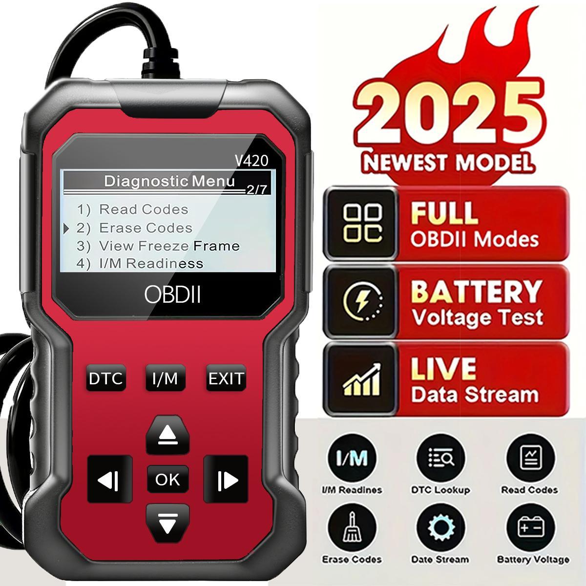 V420 Automotive OBD2 Diagnose Scanner, Ultimate Engine Fault Code Reader, All-in-One Scan Tool for Mechanics & DIYers, Vehicle Diagnostic Scanner Compatible with All OBD II Protocol Cars Since 1996, Automotive Diagnostic Tester