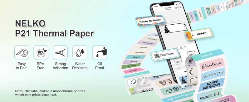 Genuine P31S and P21 Label Printer Tape, (14x40mm(0.59"x1.57"),Adapted Label Print Paper, 180 Tapes/Roll
