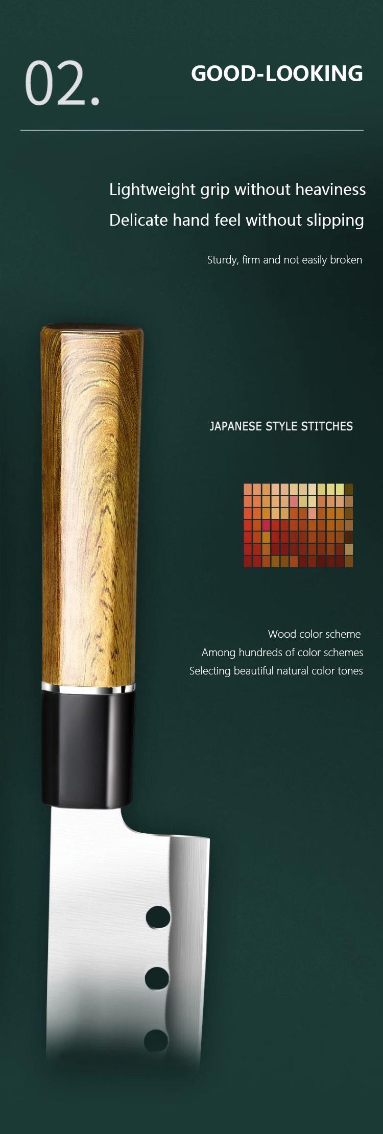 Multi functional kitchen knife 2-piece set, suitable for slicing, diced, and chopped, used for chefs and home kitchens, durable structure, catering to chef enthusiasts