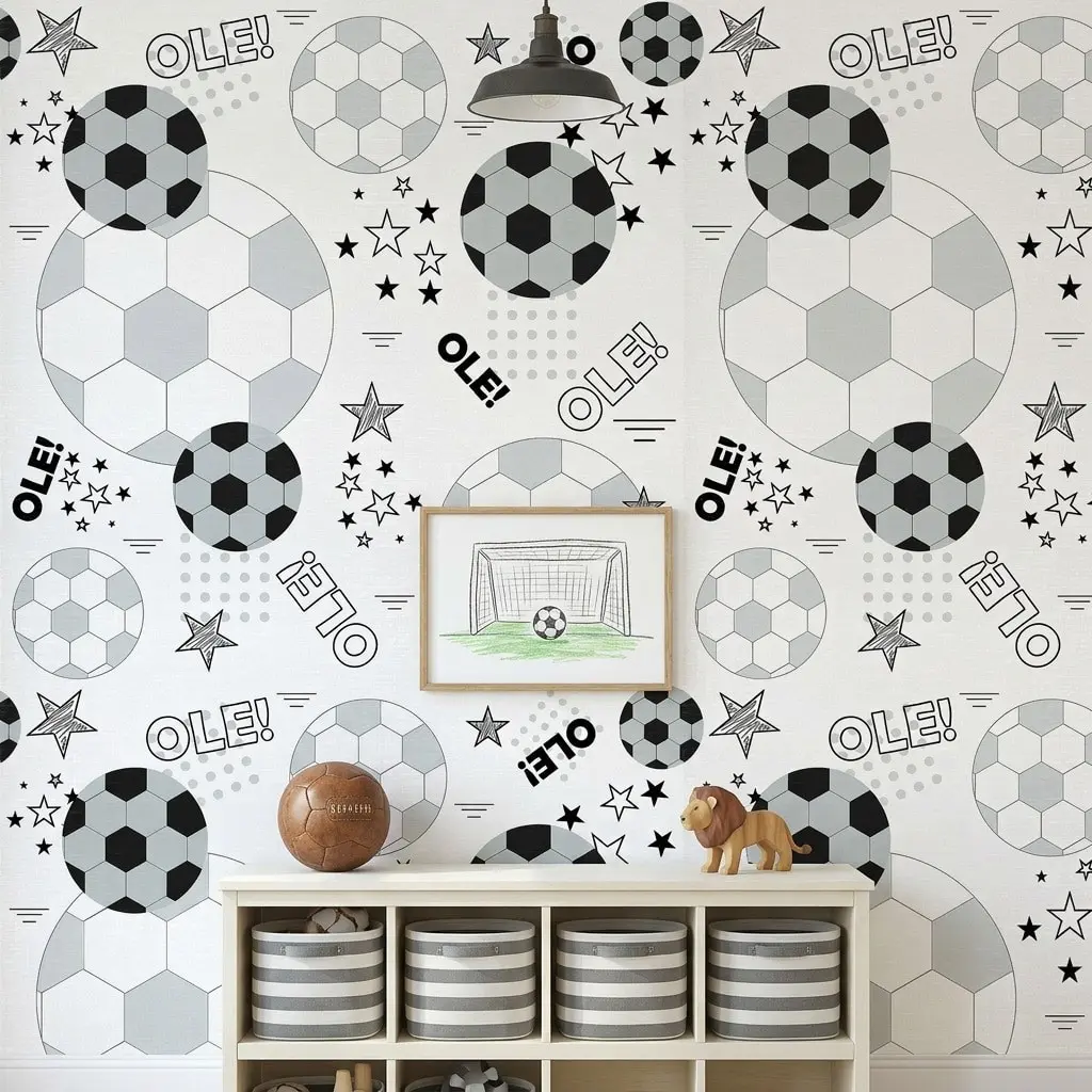 Self-Adhesive Football Theme Wallpaper Roll, Waterproof Fade-Resistant, Easy Cut, No Residue, Ideal for Living Room, Bedroom, Gaming Room Decor