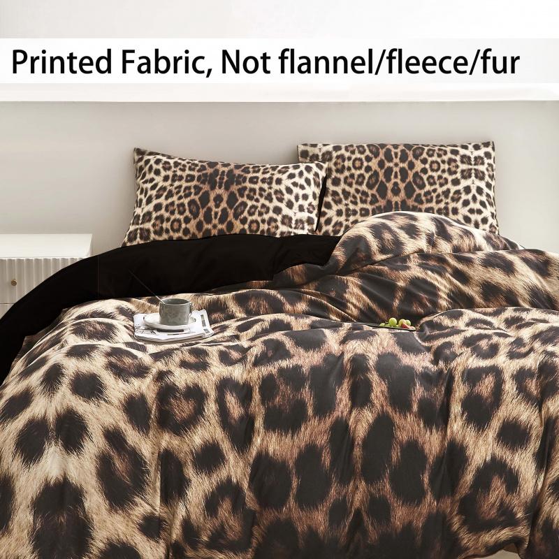 Leopard Print Bedding Set, 3 Counts/set Including 1Count Bedspread & 2 Counts Pillowcase without Filler,Soft Breathable Bedding Set for Bedroom