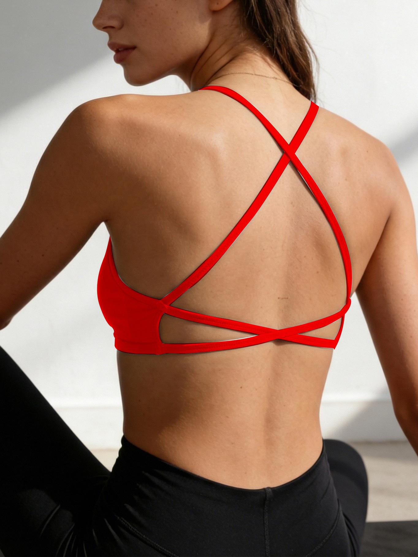 Nude-feel Pilates yoga clothing for women, sports bra, yoga bra, outdoor running, cross-back design for a beautiful back, fitness wear