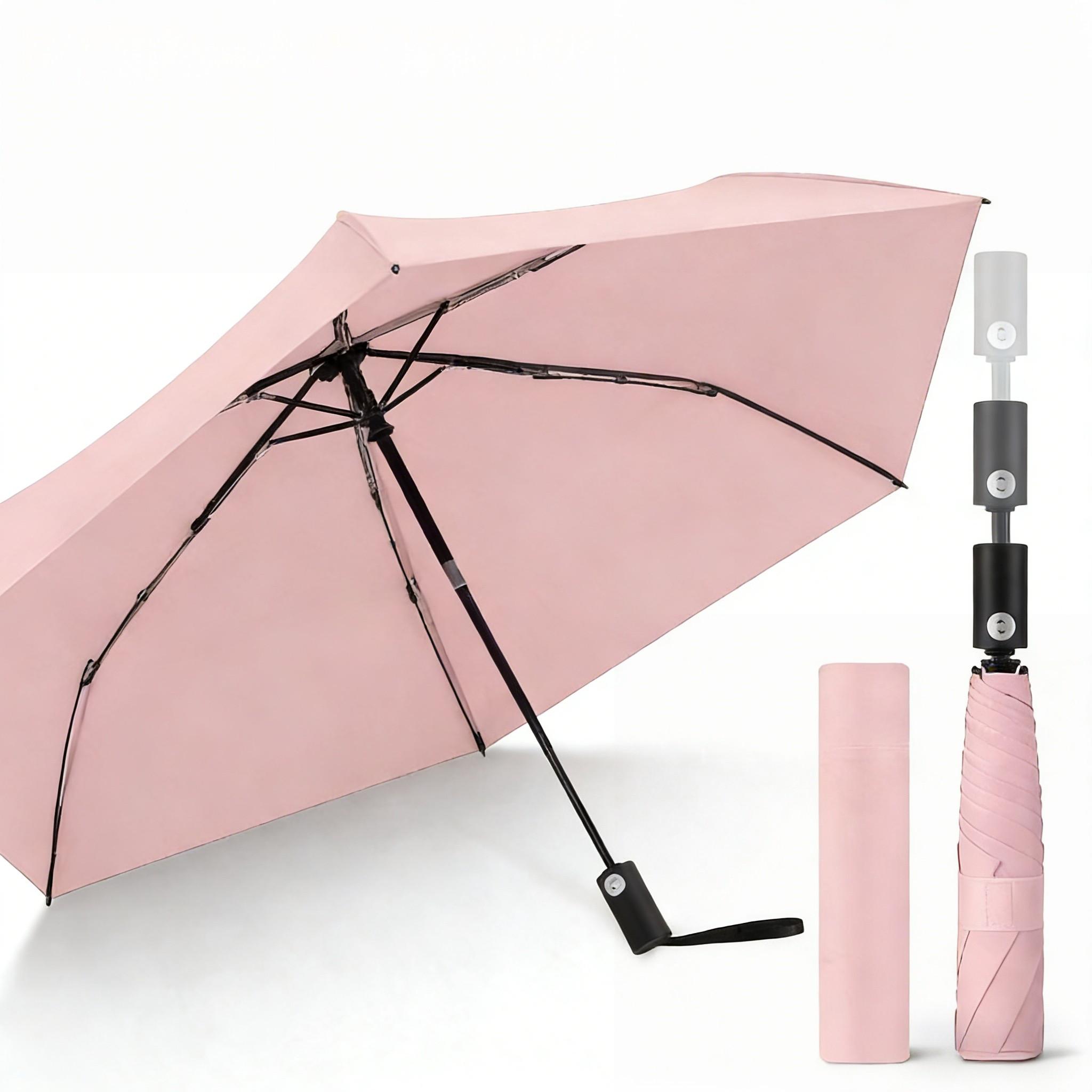 Lightweight Convenient Automatic Umbrella Memory Patch Design, Easy Fold Safe No Bounce Compact Travel Umbrella, Student Sun Umbrella, Portable Rain Umbrella