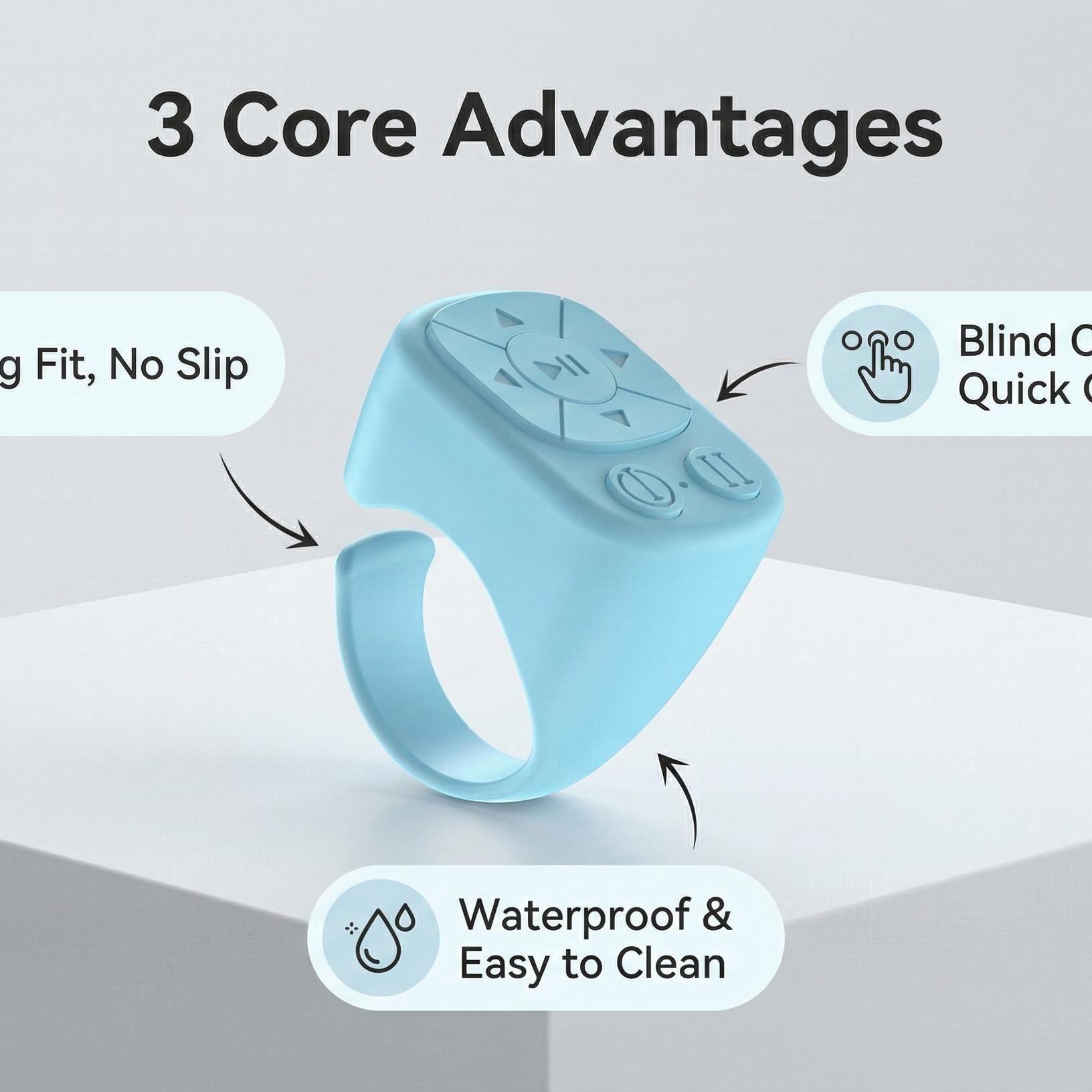 Multi-Function Ring Bluetooth-compatible Remote, Rechargeable Wireless Page Turner, Phone Camera Shutter Stabilizer, Compatible with iOS Android