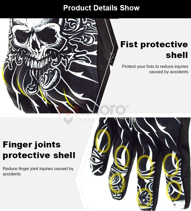 Men's Full Finger Touchscreen Riding Gloves With Skull Design For Motorcycle Motocross Dirt Bike Road Bike Mountain Bike Anti Slip Anti Fall Protective Gear Suitable For Climbing Skiing Cycling Outdoor Sports Lightweight Breathable Flexible Comfort For Ri