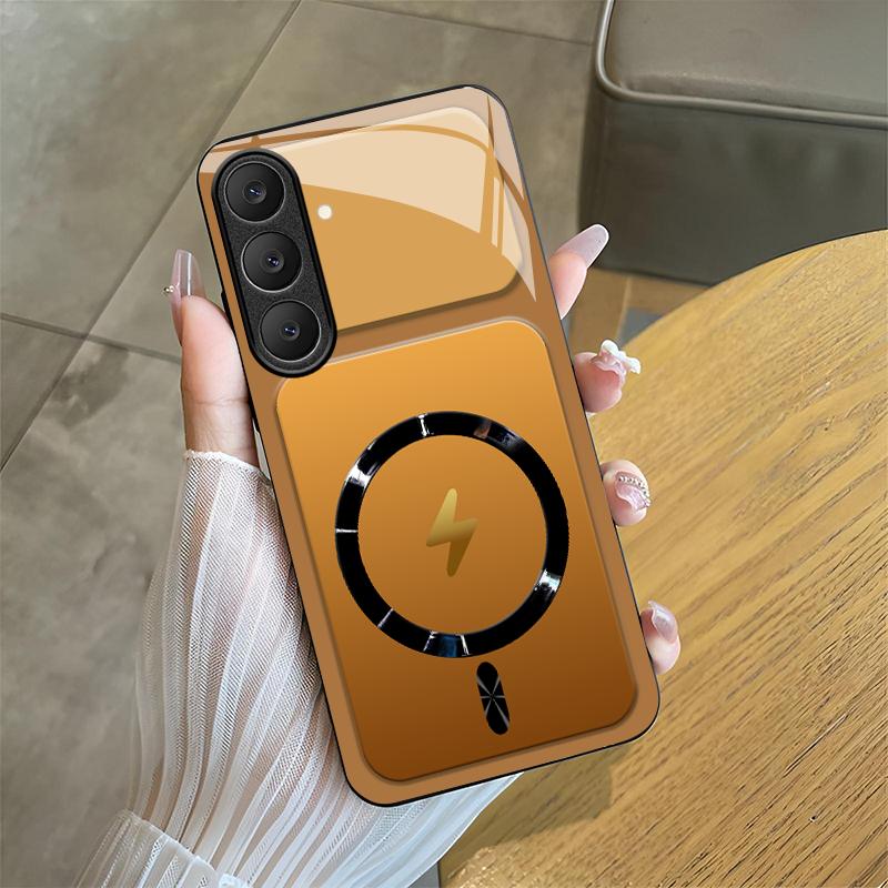 Lightning Bolt Design Gloss MagSafe Compatible Shockproof Protective Cover with Precision Magnet Ring for [Galaxy S25 Fe] 952