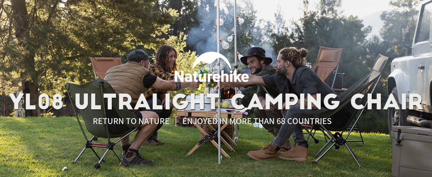 Naturehike YL08/09 Ultralight Camping Chair – 2.12 LBS Lightweight, Portable & Foldable with Anti-Sinking Feet – Ideal for Camping, Hiking & Travel outdoor backpack Folding Outdoorfun Hiking Essentials