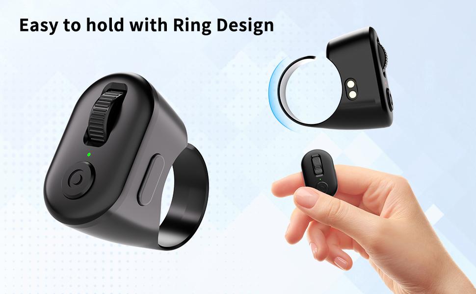 Scrolling Ring Wireless Bluetooth Remote Control for TikTok, Youtube Shorts, Instagram Reels, RedNote, Douyin, Kindle App - Not Compatible with Kindle Device, Google and Motorola Phones