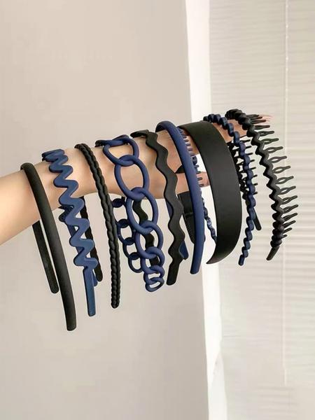 9pcs/set Multicolor Women's Simple Style Hollow out Design Hair Hoops, Casual Trendy Plain Hair Hoops, Fashionable Hair Accessories for Women & Girls for Hairstyle Decoration, Headbands