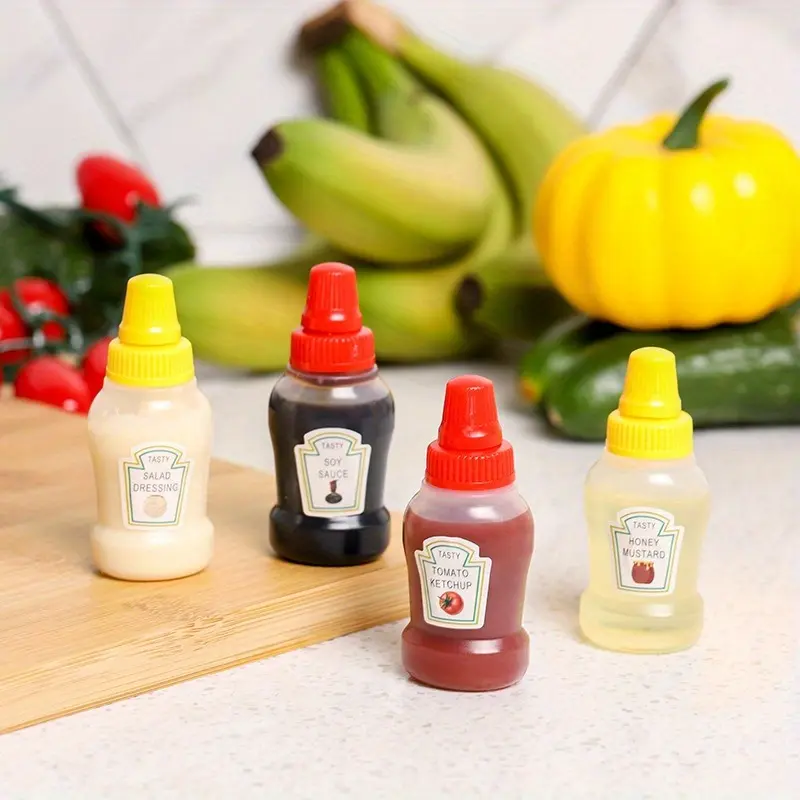 2PCS 25ML Mini Tomato Ketchup Bottle Honey Mustard Portable Small Sauce Container Salad Dressing Container Pantry Containers