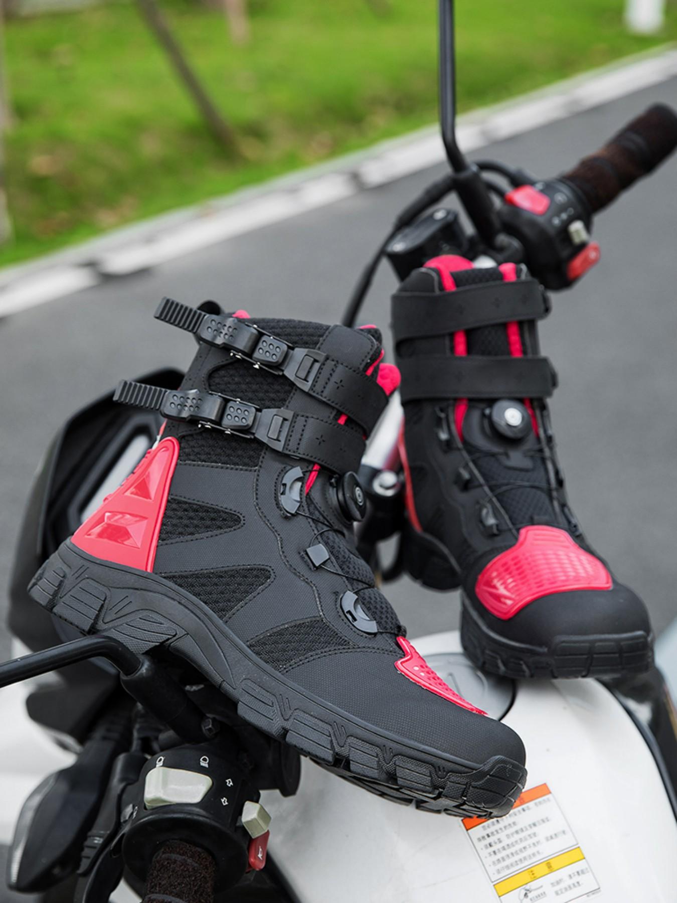 Men's Motorcycle Riding Shoes, Anti-Slip Racing Boots, Waterproof Safety Design, Comfortable and Secure, Ideal for Safe Cycling