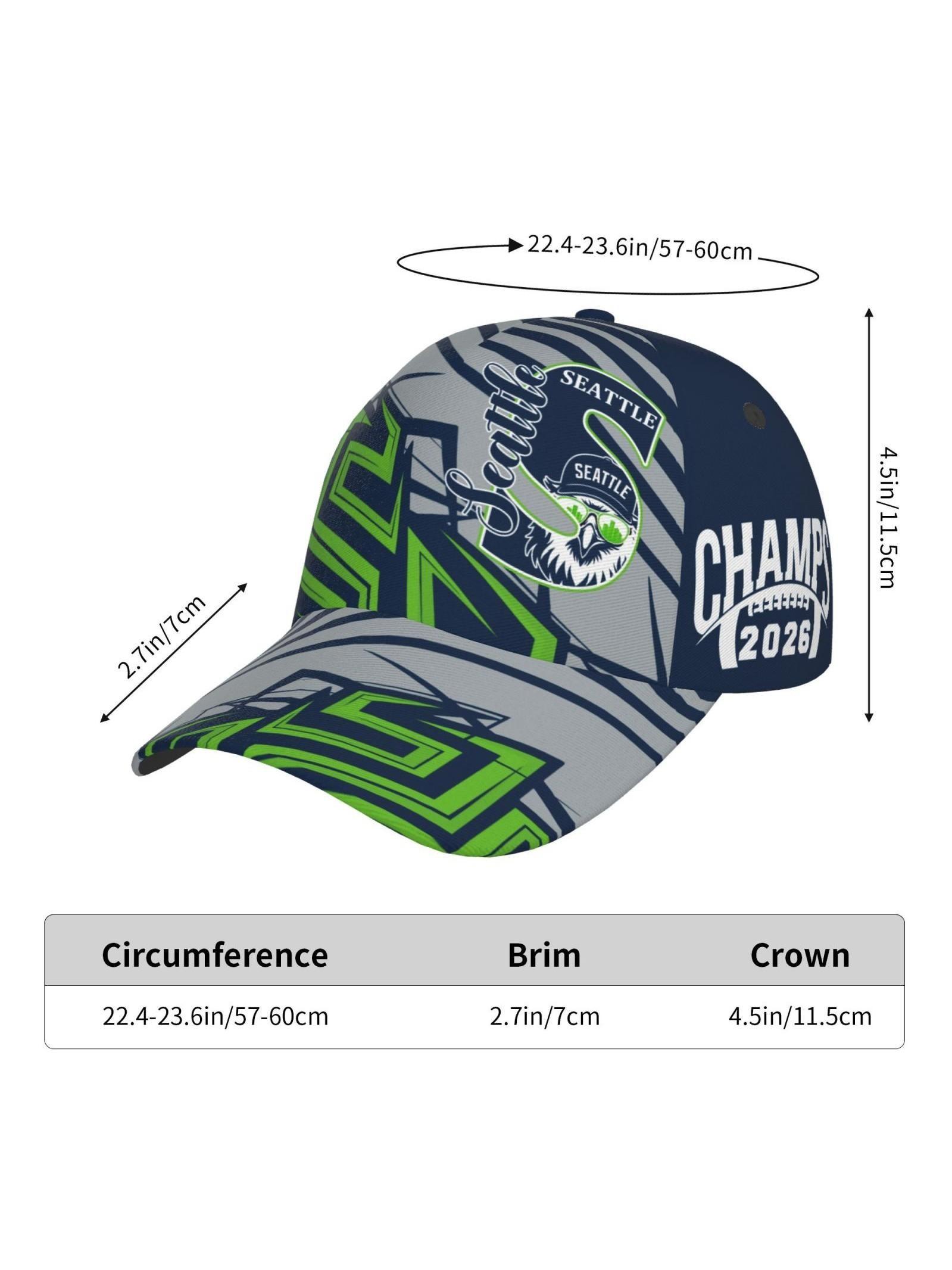 Seattle Logo Baseball Hat Unisex, Vintage Tricolor Decorative Hat, Adjustable Neutral Game Day Hat, Perfect for Fans, Players, Supporters