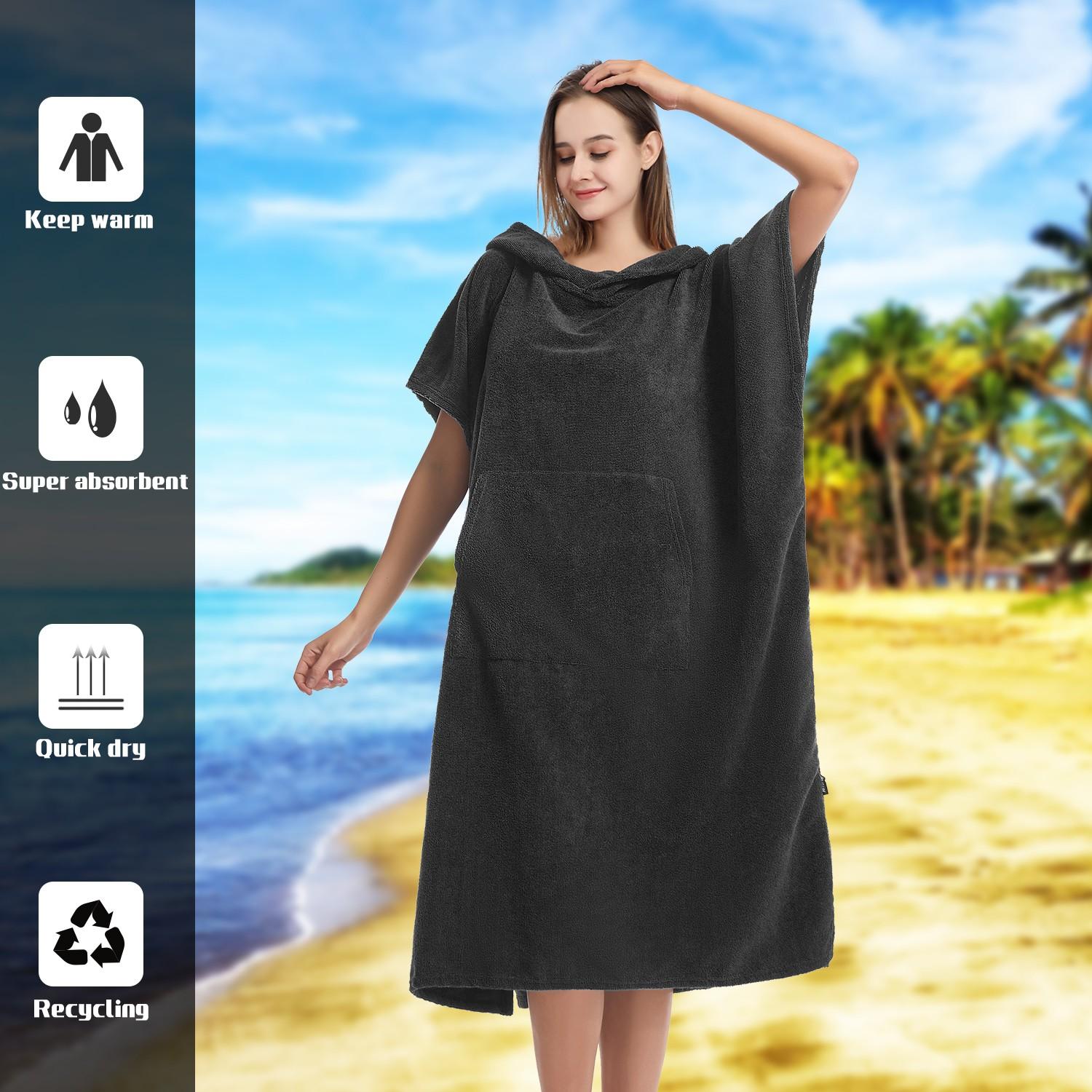 1pc Microfiber Changing Robe with Hooded Design and Convenient Pockets, Quick-Dry Warmer Changing Towel for Men and Women, Unisex Fit, Perfect for Camping, Surfing and Swimming.