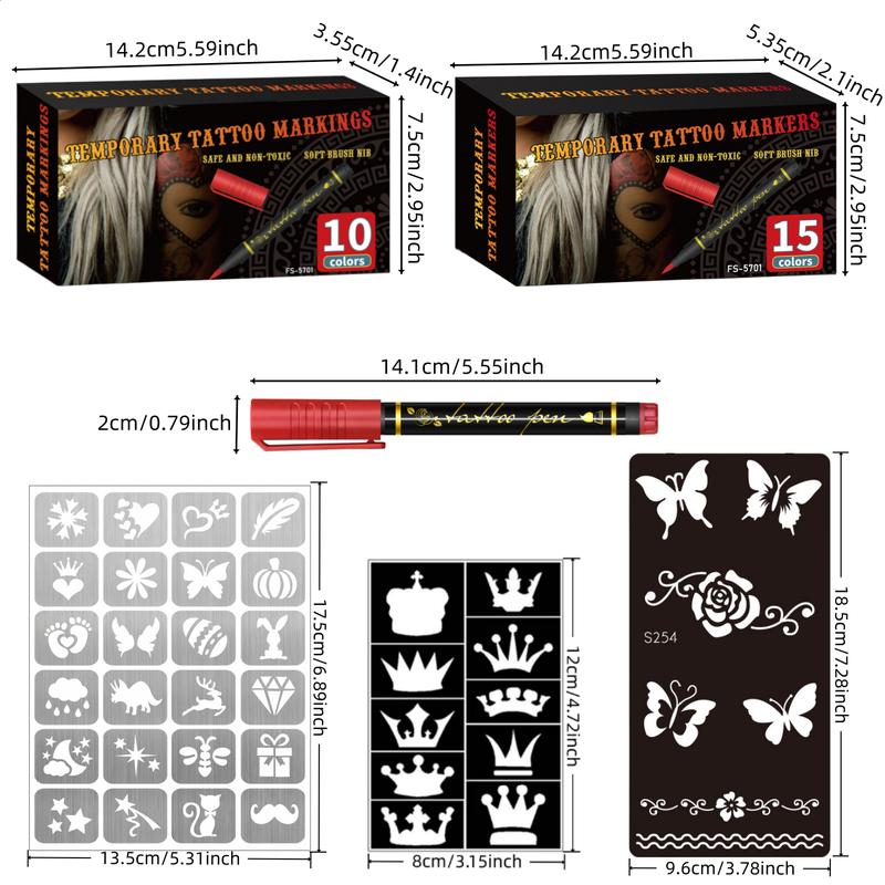 Temporary Tattoo Markers for Skin, 10/15/30-Count Body Markers 10/15/30 Colors Tattoo Pens,Flexible Brush Tip, Bright colors, Face Paint Kit Cosmetic Quality,Halloween makeup Temporary Tattoo Markers for Skin, 10/15/30-Count Body Markers 10/15/30 Colors Tattoo Pens,Flexible Brush Tip, Bright colors, Face Paint Kit Cosmetic Quality,Halloween makeup
