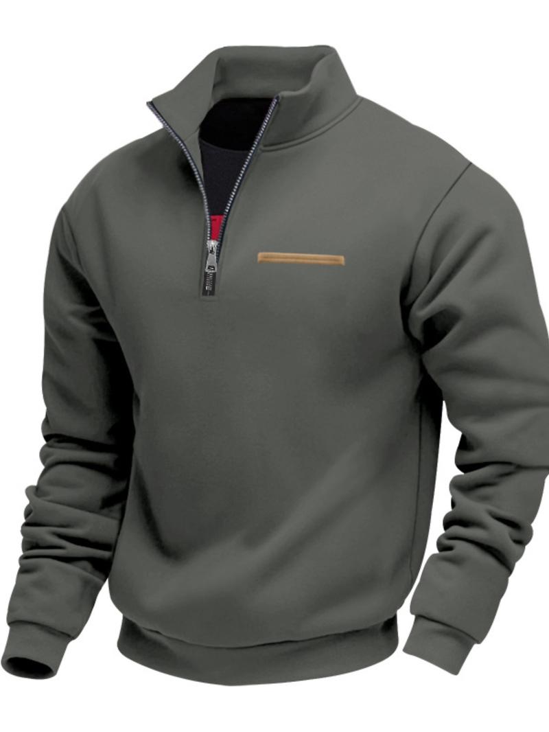 Men's Half - Zip Pullover with Contrast Zipper & Pocket - Stand - Up Collar, Ribbed Trim, Athletic Fit. Designed for All Day Wear in Casual & Light Outdoor Settings, Suitable for Urban Commutes, Weekend Walks & Adventures. Half Zip Sweatshirts