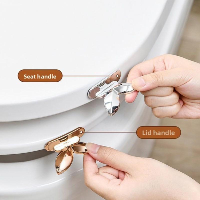 3-Pack Toilet Lid Handle, Self-Adhesive Leaf Design, Easy Install, Multi-Purpose Grip, Fits Toilet Lid/drawer/cabinet, Bathroom Home Accessories