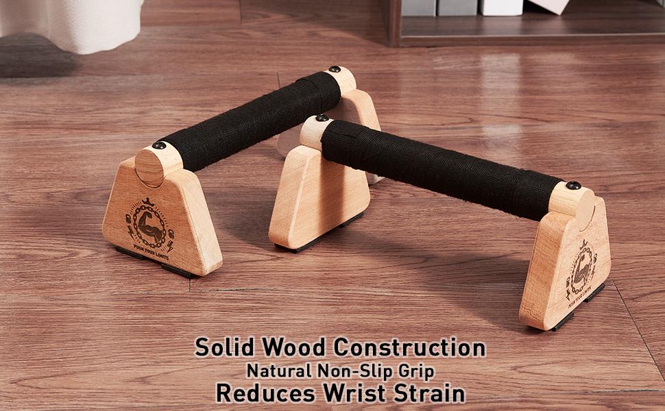 Push Up Stand, 2 PCS Wood Parallettes Bars, 9" Wooden Calisthenics Equipment, Handstand Blocks and Pushup Handles for Handle Stands Grip Strength Training, Planks Calisthenics