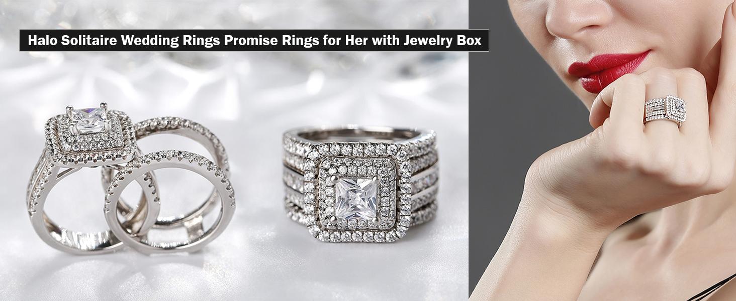 Jeulia Interchangeable Halo Engagement Ring Set Twisted Radiant Cut Sterling Silver SEC finejewelry