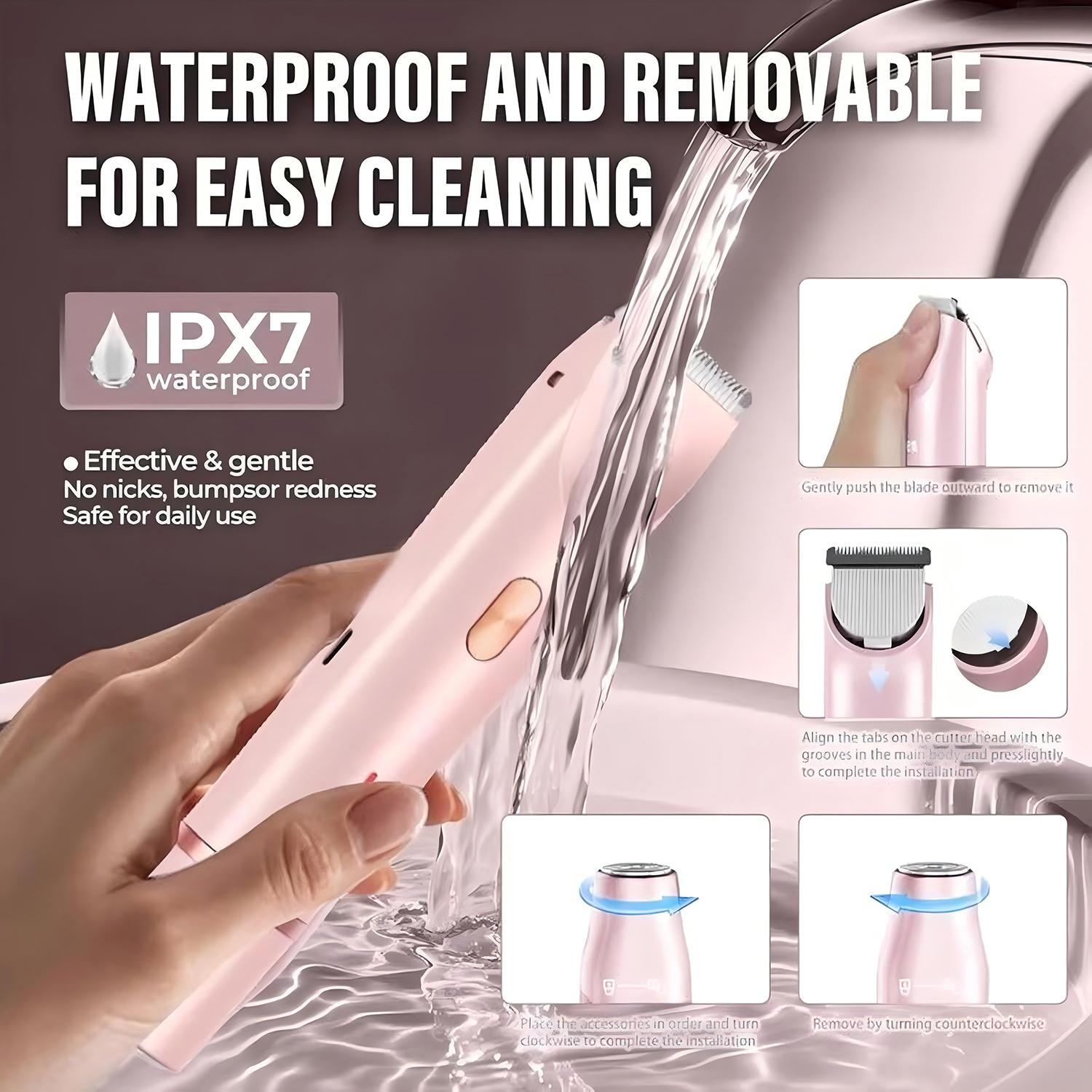 2-in-1 Electric Bikini Trimmer for Women, Dual-Head Body and Facial Shaver, Waterproof Rechargeable Wet & Dry Razor, Hair Removal Tool, Cordless Rechargeable Trimmer, High Quality Trimmer, Festival Gift Idea