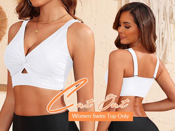 Yonique Women Bikini Top Only - Supportive Swimsuit Top Large Bust Bathing Suit Top Cut Out Twist Swim Top