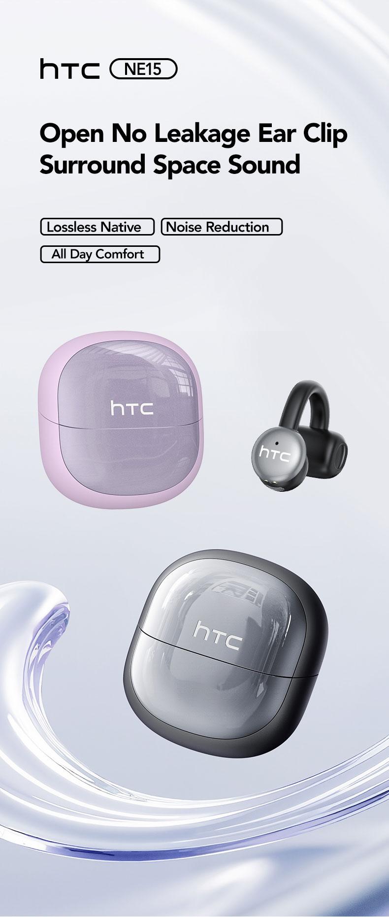 HTC NE15 AI translation earphones clip-on earphones business earphones Bluetooth earphones 6.0 low latency earphones IPX5 waterproof HiFi sound quality ear clip wireless earphones