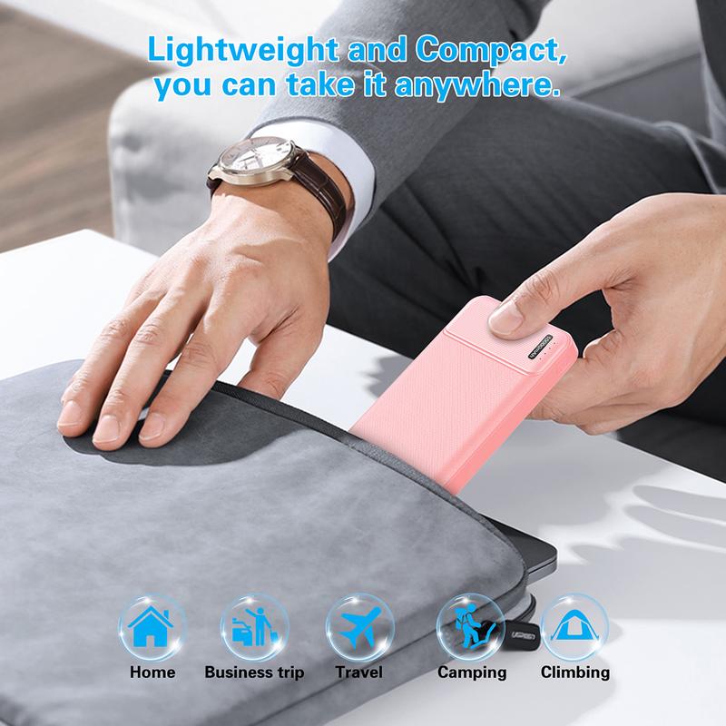 AsperX 10000mAh/15000mAh Power Bank, 2 Pack Portable Charger with USB Charging Cable, Battery Pack for Smartphone, AirPods, etc Rechargeable Device