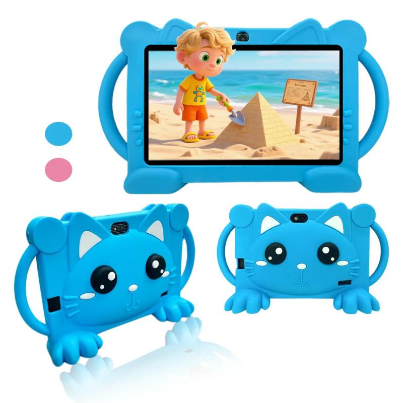 7-inch Android tablet, Learning tablet, education and entertainment all-in-one, portable, suitable for multiple scenarios, with parental control feature, children's soft silicone tablet, best birthday gift