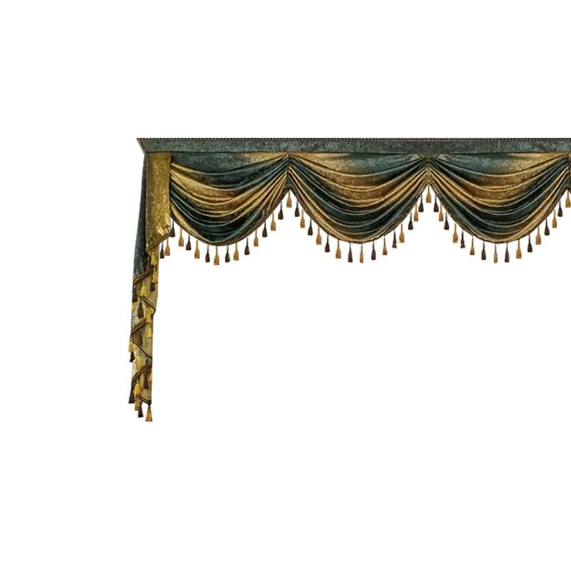 European Luxury Ink Curtain Header, Customizable Floor-To-Ceiling Window Drapery, American Vintage Style Decorative Curtain