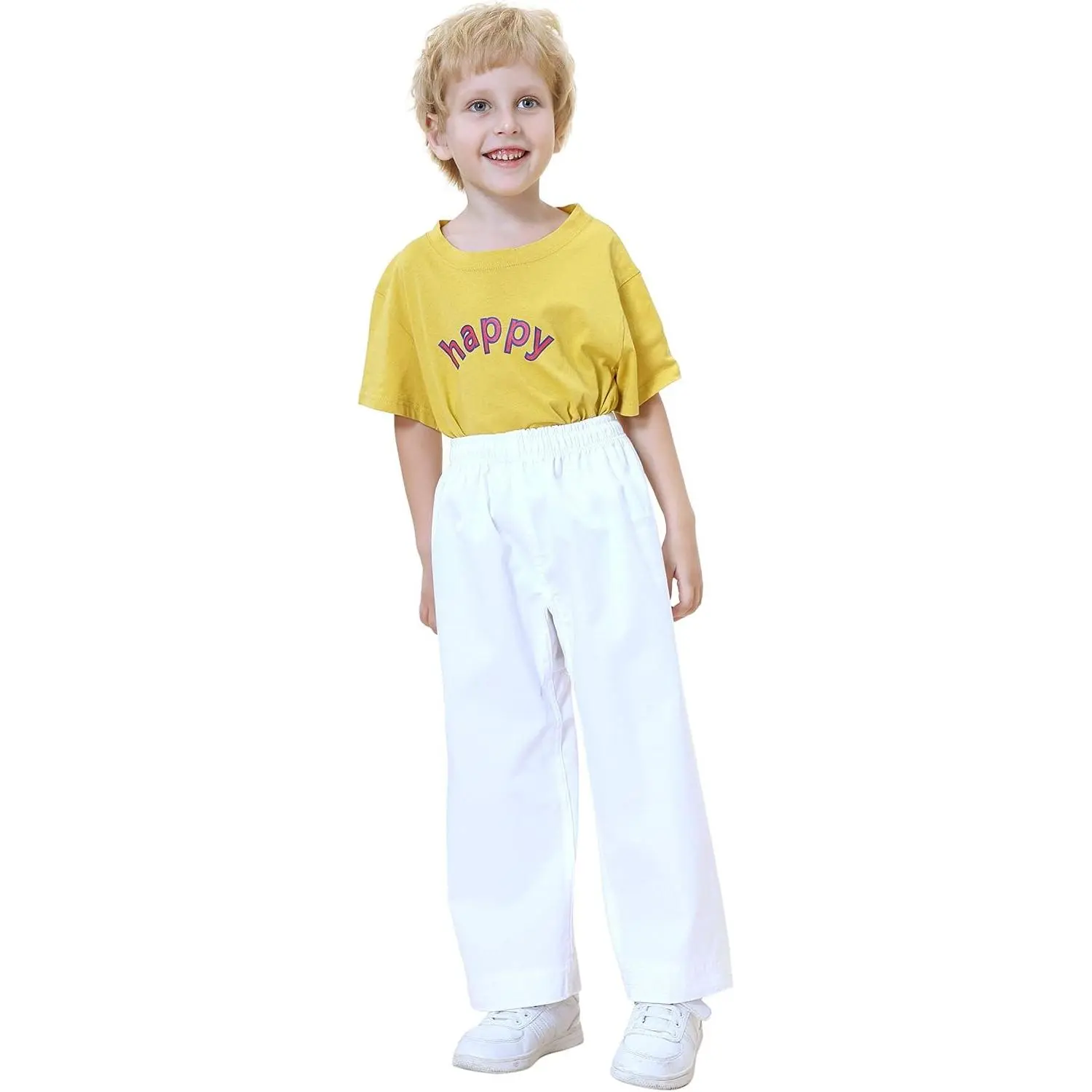 Karate Pants for Adults & Kids - Martial Arts Student Gi Pants with Elastic Drawstring Waist, Wide Crotch Design, Full Range of Motion, Breathable & Washable, Size 0000-6Gift