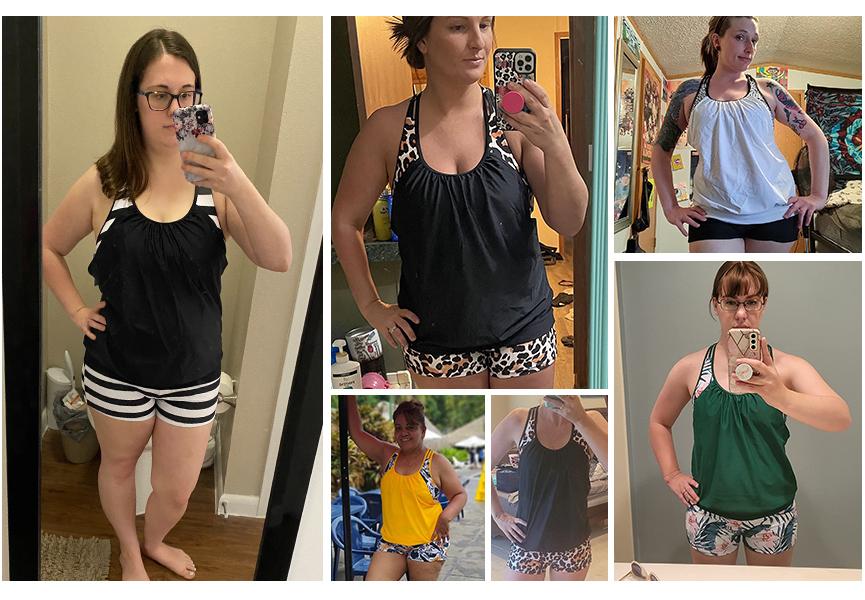 Yonique Two Piece Tankini Bathing Suits T-Back Blouson Swim Tops with Boy Shorts Women Swimsuits Sporty Swimwear