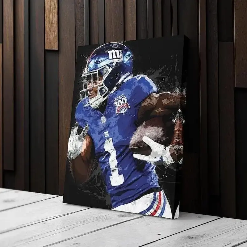 Malik Nabers Poster - New York Giants Football Wall Art, Home or Man Cave Decor, Watercolor Style Poster waterproof canvas wall art exquisite poster  bedroom dorm gaming room office classic print unique wall art decoration life canvas wall art aesthetic
