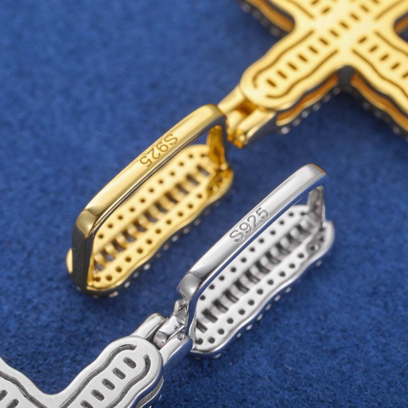 【#P557】UCCIYO 18K Gold-Plated Cross Pendant with Lab-Grown Moissanite S925 Sterling Silver Moissanite Pendant Necklace for Women Men Hip Hop Jewelry Gift