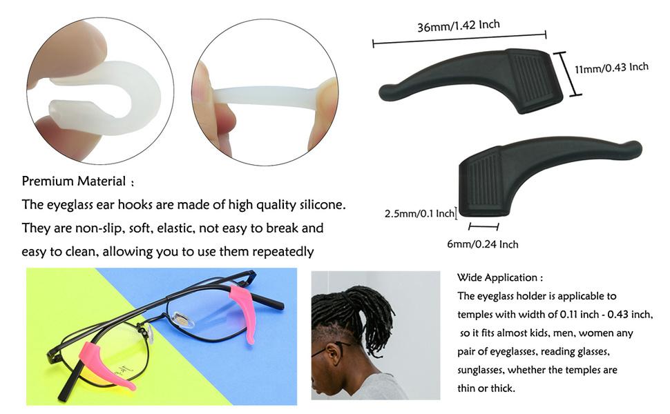 Glasses Grips -12 Pack-Anti SlipEyeglass Holder Ear Grip SunglassesRetainer Temple Tip Reading GlassesHolder