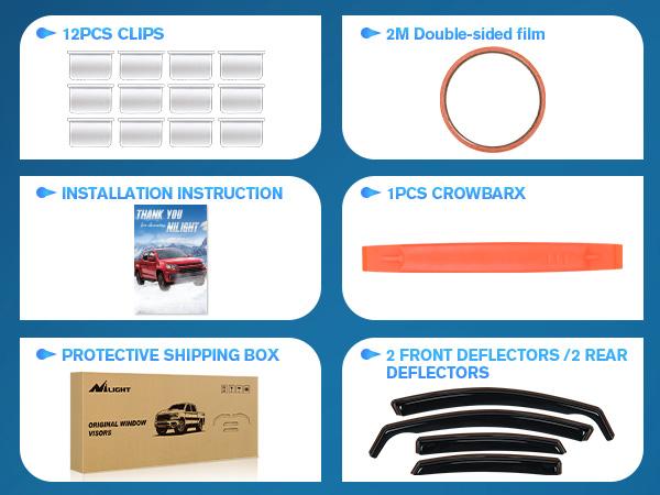 Nilight in-Channel Rain Guards for Kia Forte 2019 2020 2021 2022 2023 2024 2025, Vent Window Visors, Original Window Deflectors-4PCS