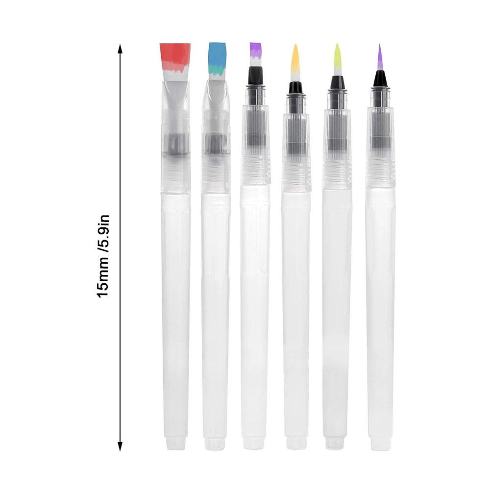 6PCS Water Brush Pens for Watercolor, Water Color Pen, Watercolor Paint Pens, Refillable Water Paint Brush ，Watercolor Pens