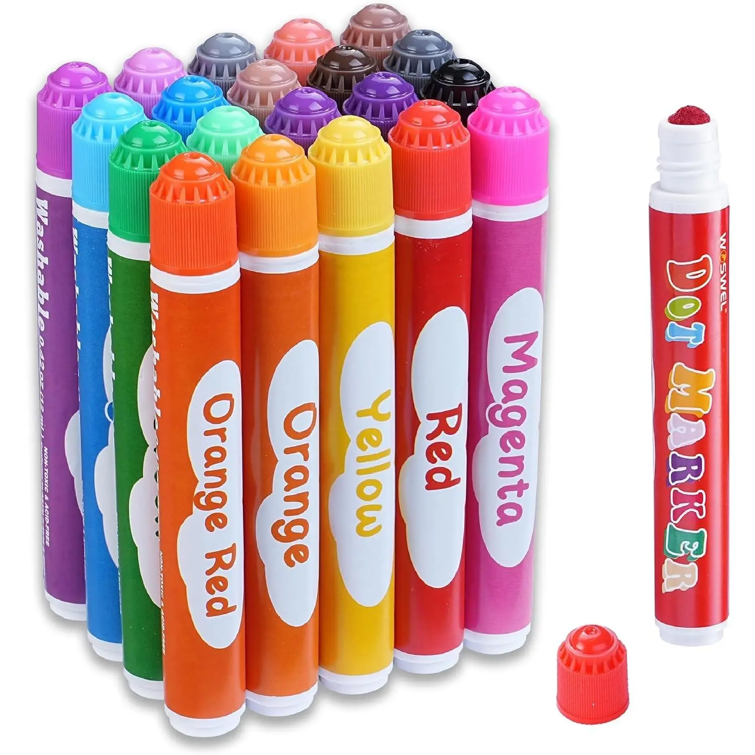 Dot Markers, 20 Colors Washable Dot Paint Markers for Toddlers Kids Preschool, Bingo Daubers Supplies, Painting Art Crafts Coloring Set, Valentine Gift Art Party