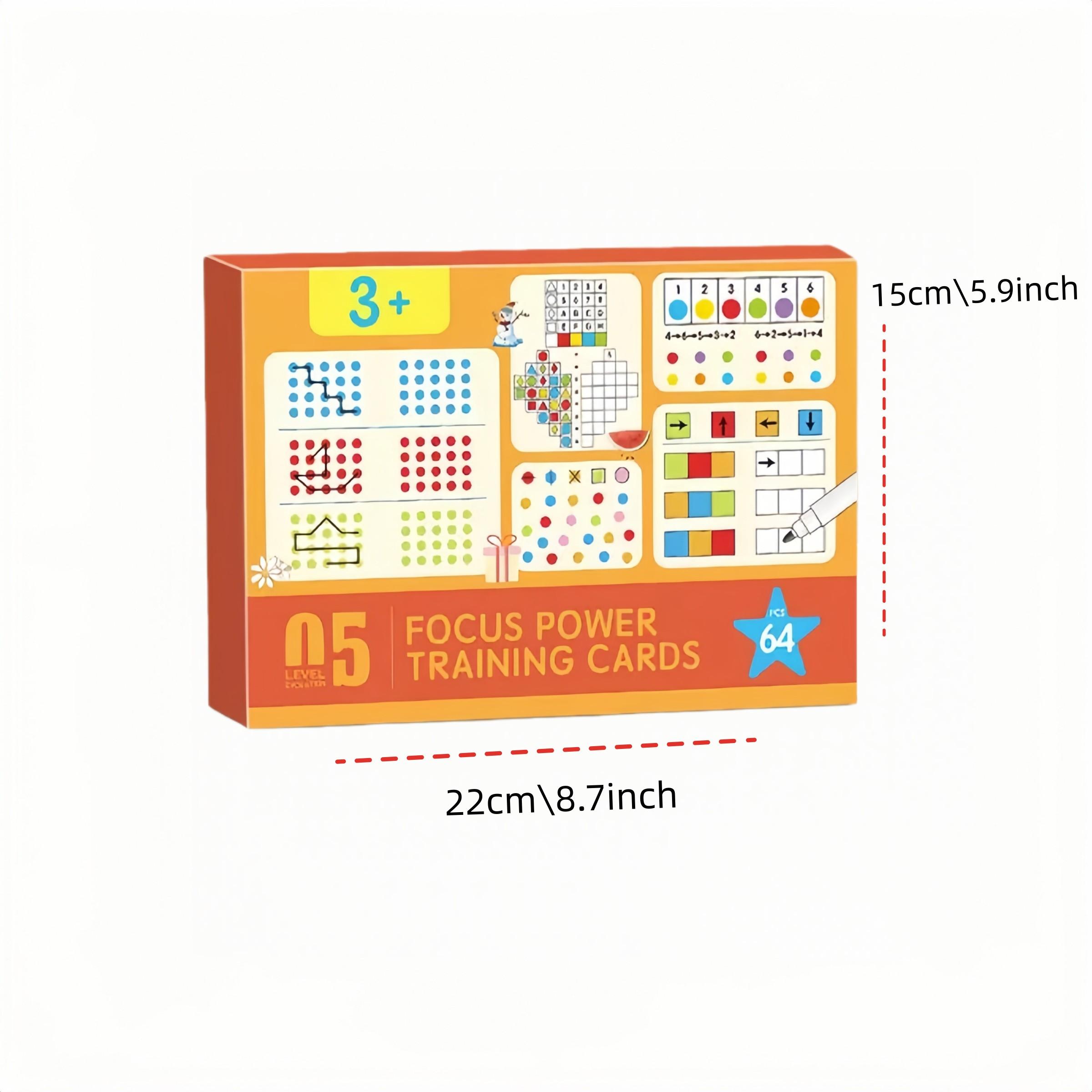 1 set Focus Mind Training Cards Set, Early Education Tool, Reusable Erasable Writing Practice, Handwriting Stickers, Tracing Book Kit, Learning Materials, School Supplies