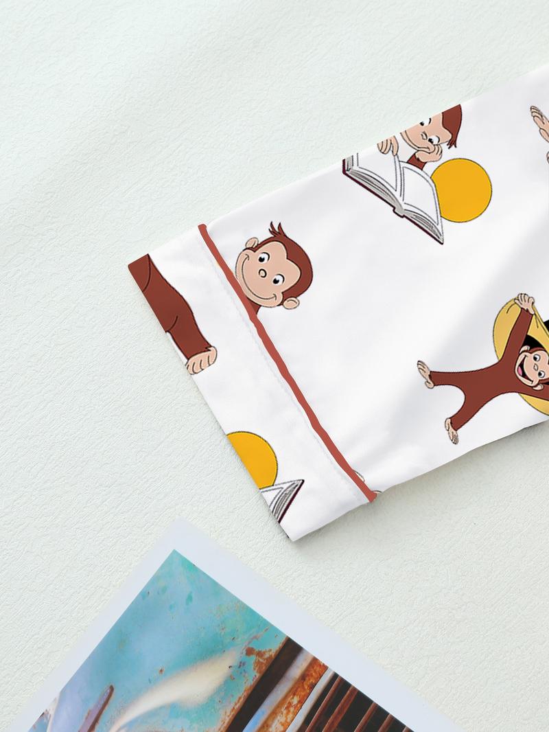 Cute Monkey Pajama Set for Women, Long Sleeve & Pants, Elastic Waist, Comfortable Christmas Gift, Fall Winter Home Wear