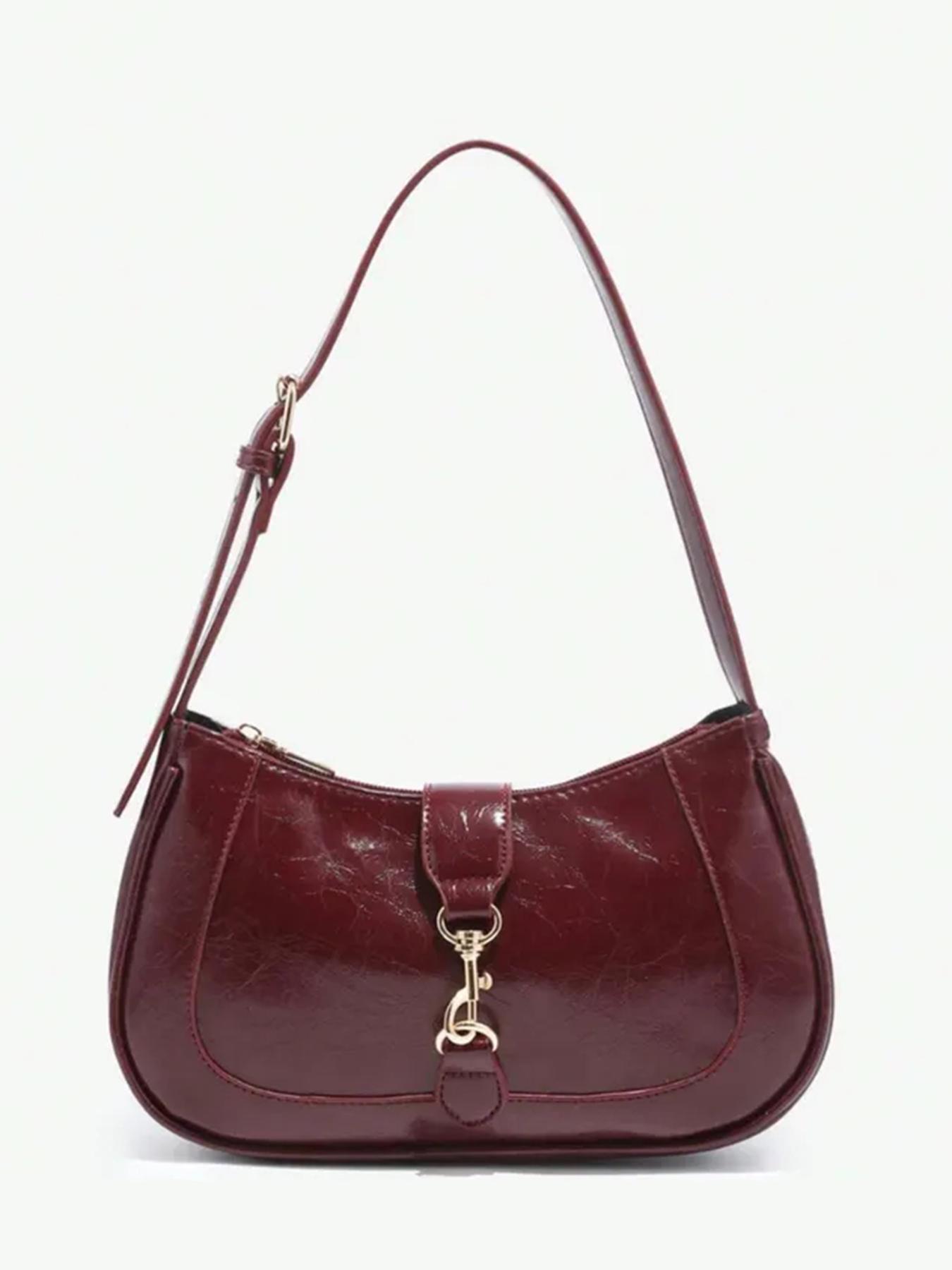 Solid color women's crossbody bag, exquisite and personalized buckle design, lightweight and simple women's shoulder bag, versatile and stylish, suitable for commuting, shopping, dating, parties, outings and other occasions, Handbag Shoulder Bag