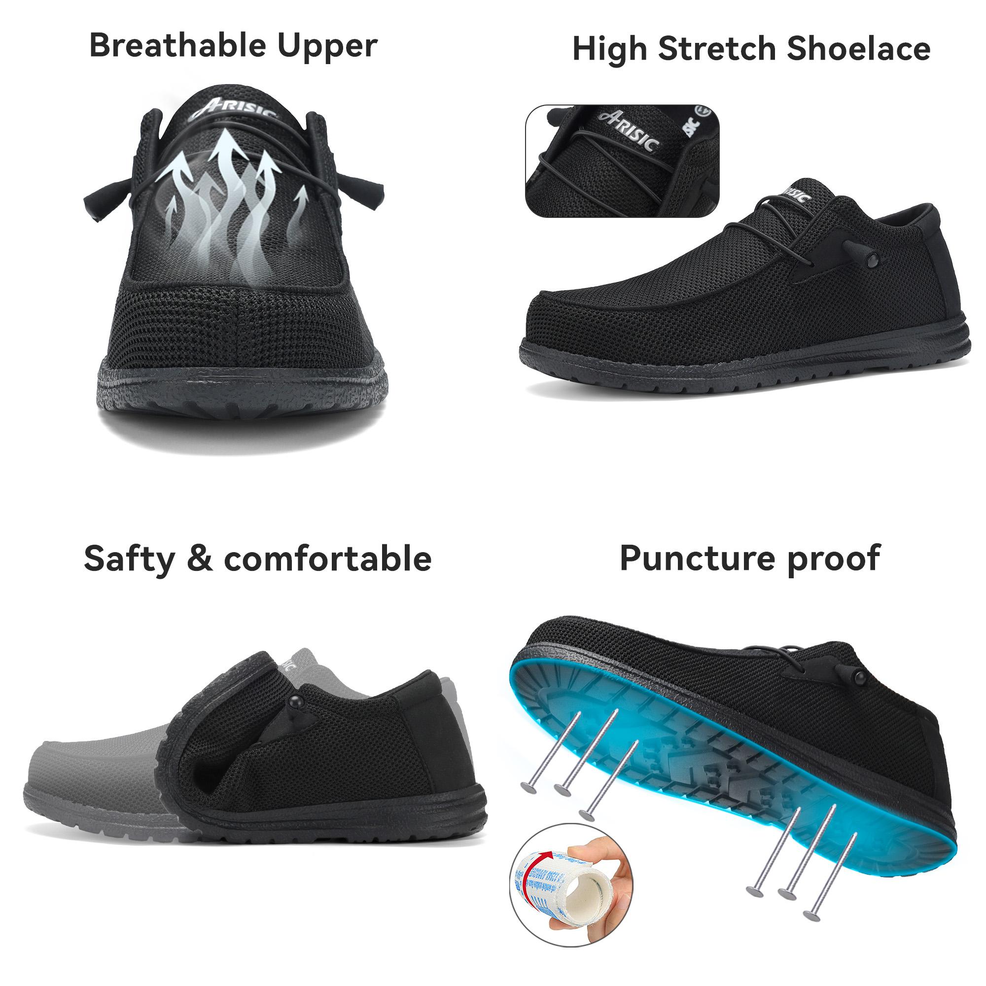 Toe Shoes Men's Loafers Wide Toe Shoes Slip-on Comfortable Lightweight Breathable Casual Durable Sports Shoes Work Safety Shoes Puncture Proof Work Shoes footwear, walking shoes, comfort Black Flat Shock Absorption Fathersdaygift Boy steel toe shoes Toe Shoes Men's Loafers Wide Toe Shoes Slip-on Comfortable Lightweight Breathable Casual Durable Sports Shoes Work Safety Shoes Puncture Proof Work Shoes footwear, walking shoes, comfort Black Flat Shock Absorption Fathersdaygift Boy steel toe shoes