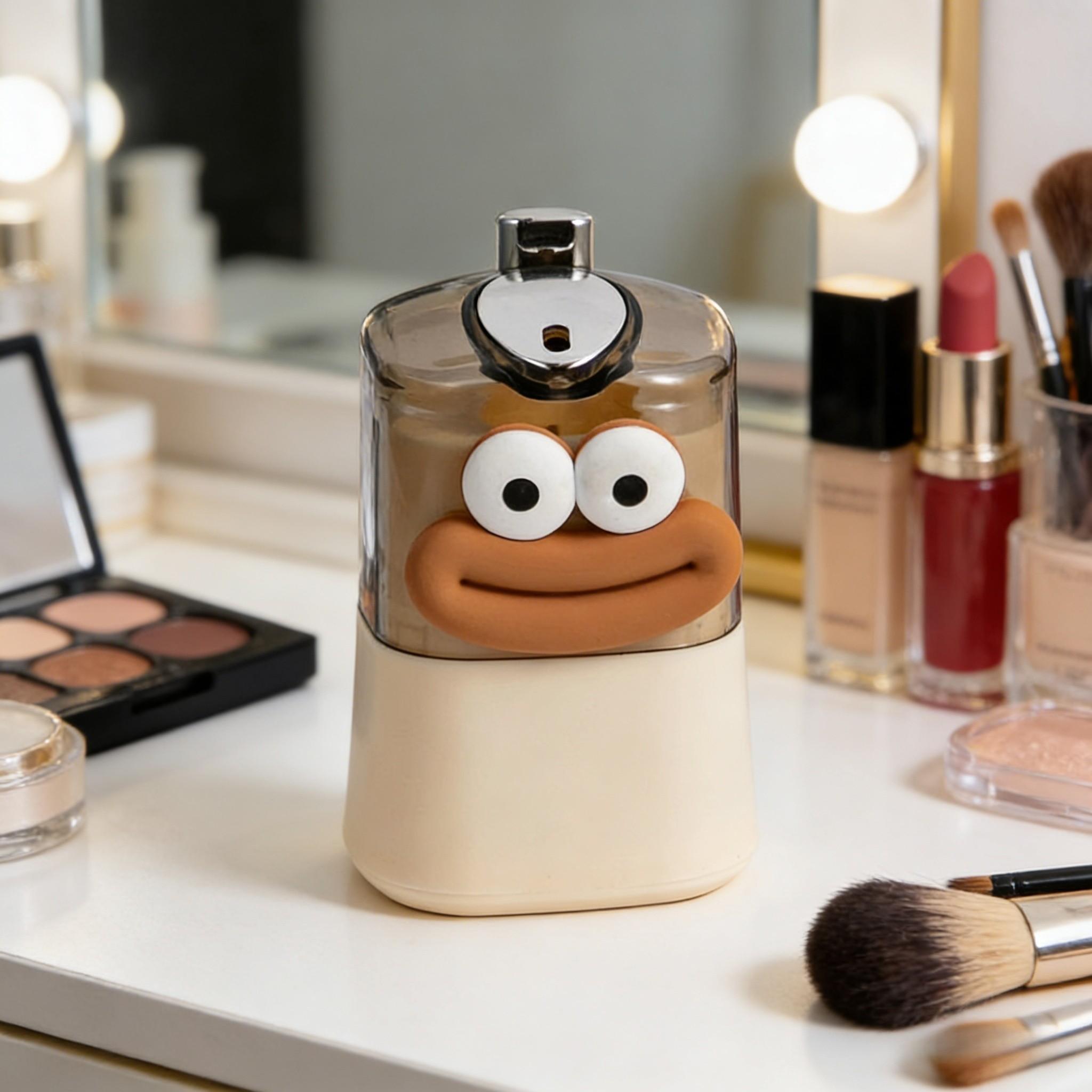 Automatic Press Toothpick Holder, Plastic Toothpick Dispenser, Creative Toothpick Storage Box, Cute Design, Includes Cartoon Stickers