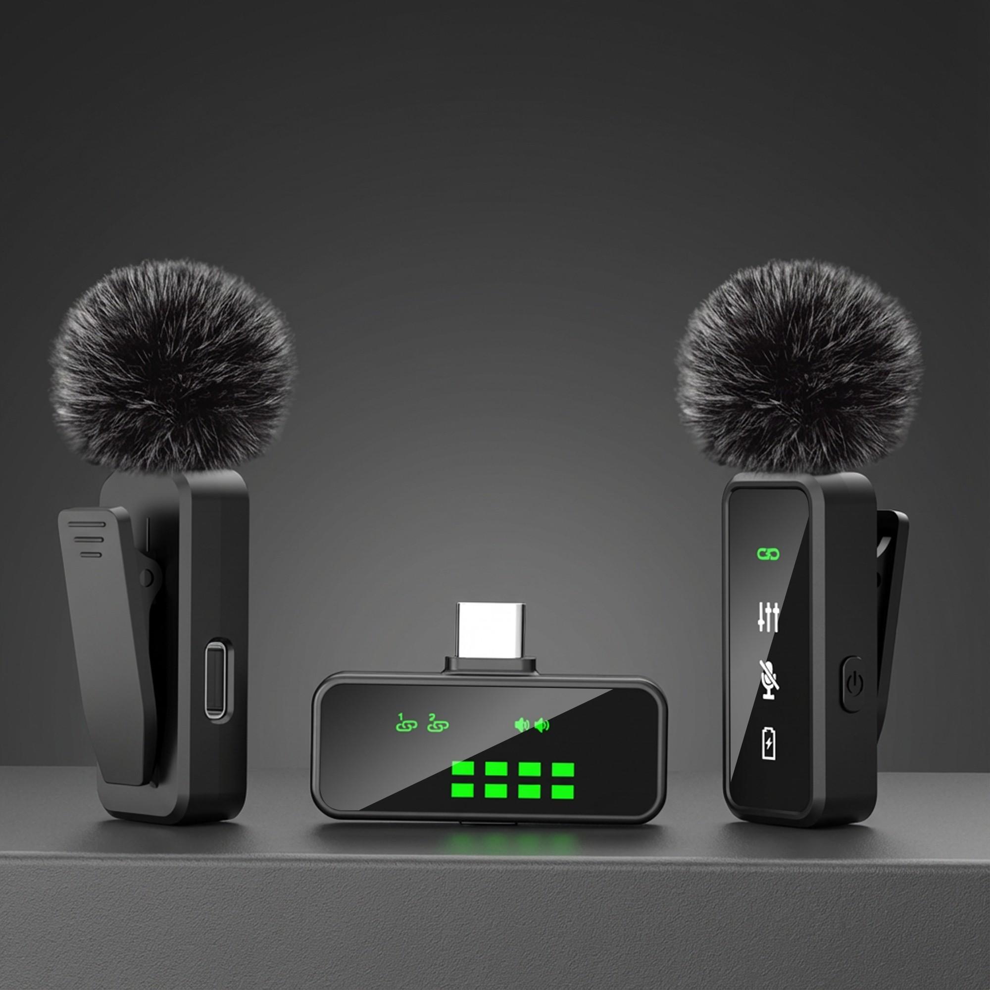 Wireless Microphone, Professional Wireless Microphone for iPhone & Android Phone, Lapel Mic for Video Recording, Teaching, Interviews, Podcast