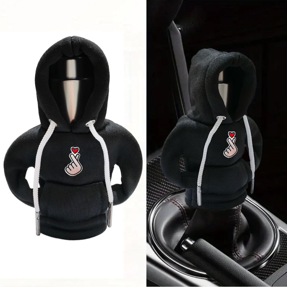 Universal Car Gear Shift Cover, Cute Heart Pattern Interior Decoration, Cartoon Design, Small Sweatshirt Style, Car Accessories