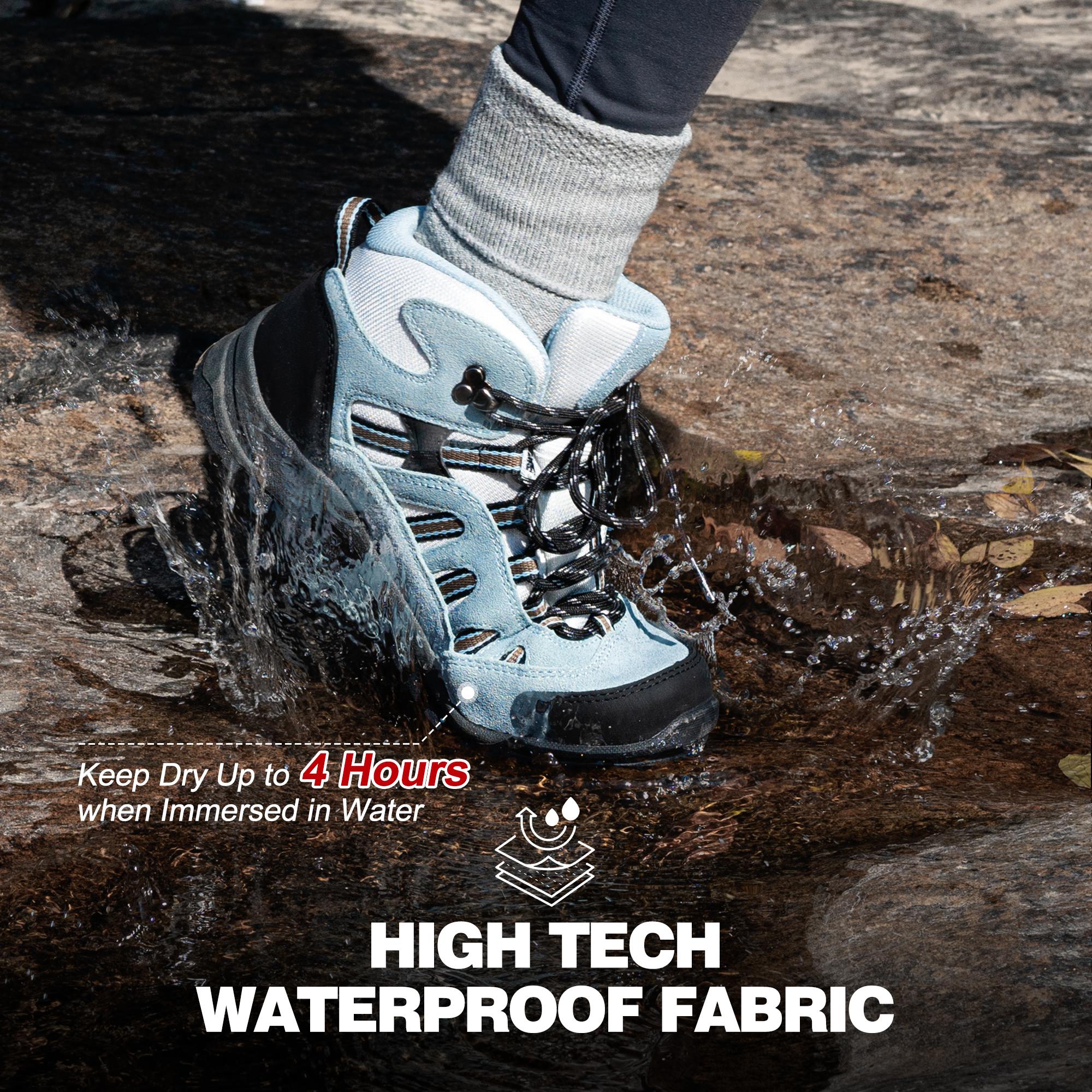 R CORD Women's Hiking Boots Waterproof Lightweight Women's Hiking Shoes Ankle Support Outdoor Hiking Shoes Non-slip Stable Shoes Weatherproof Footwear Durable Rubber Sole Tread Pattern Stability