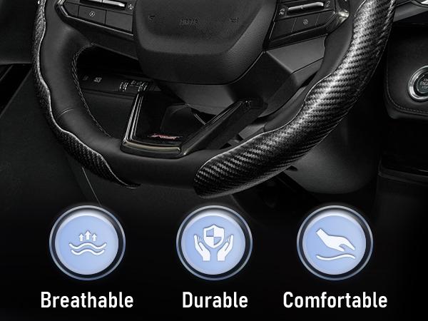 Canvcle Carbon Fiber Steering Wheel Cover Automotive Anti-Slip Steering Wheel Cover for Men/Women - Durable Universal Car Accessory Multicolor
